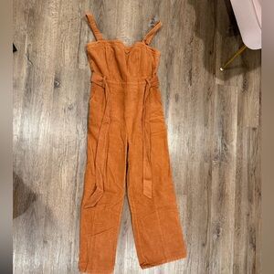 Women's Orange Corduroy Jumpsuit